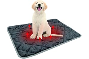 Swsen Selbstheizende Haustierdecke – Waschbare Wärmedecke für Hunde & Katzen, Weiche rutschfeste Thermomatte, Wiederverwendbare Kuscheldecke für Welpen, Kätzchen & Kaninchen, 60×90 cm, Grau