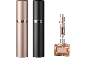 WZWZO Vaporisateur Parfum Rechargeable, 2 Pièces 5 ml Mini Vaporisateur P arfum Voyage, Flacon Parfum Voyage, Atomiseur Flacon P arfum Vide Rechargeable, V aporisateur de Sac R echargeable (Noir + Or)