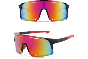 MUSELK Gafas de sol deportivas para hombre y mujer, gafas de sol polarizadas para actividades al aire libre, MTB, carreras, ciclismo, ciclismo, esquí, gafas de sol con UV400, Colores alegres