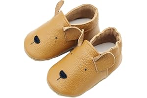 Henagehde Chaussons Cuir Souple Bébé Fille Garçon Chaussure Antidérapantes Premiers Pas Chaussons Dessin animé Chaussons Enfants Pantoufles Pré-Marcheurs 0-2 Ans