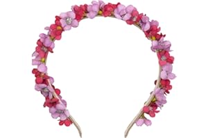 TRACHTENLAND Flower Headband Elf - Choice of Colours - Headpiece Hair Accessories Wedding Oktoberfest Dirndl Flower Girl Church Consecration (Pink/Red, One Size)