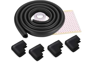 Innobeta U-Forme Protection des Bords et Coins de Meubles Bébé, avec Rouleau en Mousse de 2M et 4 Coins, Sécurité Épreuvage pour Bébé Enfants(Noir)