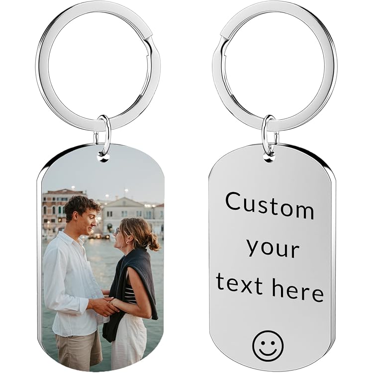 Porte-clés Personnalisable En Acier Inoxydable Gravé - Cadeau Idéal Pour Anniversaire, Saint-Valentin, Noël - 5
