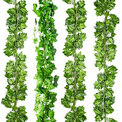 Gudotra 12pcs 25M Hiedra Guirnalda Artificial Verde Plantas Decoración para Boda Jardín Valla Escalera Ventana