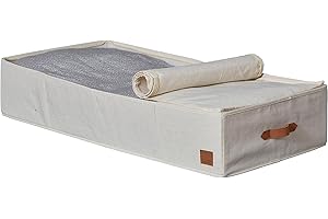 LOVE !T STORE !T Love IT Store IT Premium komoda pod łóżko, pudełko do przechowywania pościeli, z mieszanki lnu i bawełny, wzmocnione kartonem, beżowe, 90 x 45 x 18 cm