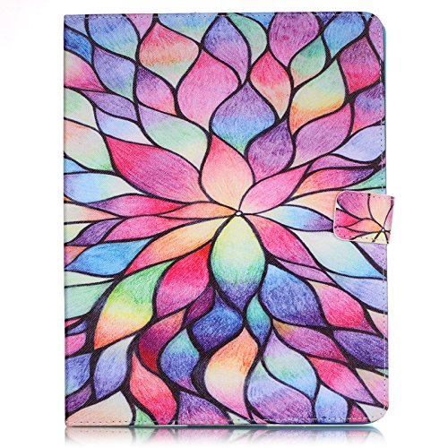 iPad 2 iPad 3 iPad 4 Hülle, Deenor Bunt Painting und Stilvoll Brieftasche Tasche PU Leder Flip Protective Stand Tasche Schutzhülle Hülle für Apple iPad 2 iPad 3 iPad 4 Generation.[Color Flowers] - 2