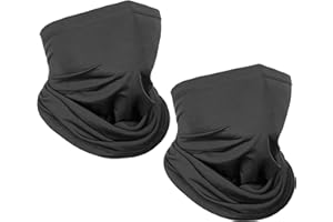 Unaone Neck Gaiter Face Cover 2Pack, Breathable Face Scarf Neck Warmer Gaiter Bandana and Dust Protection Mask Neck Gaiter Women Men, Black