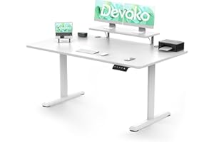 Devoko Höhenverstellbarer Schreibtisch Elektrisch 160×70cm Con Soporte para Monitor, Schreibtisch Höhenverstellbar Elektrisch mit 2 Höhen Memory-Steuerung, Ergonomisches Sitz-Stehpult (Weiß)