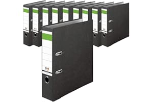IC-Office Pack of 10 Folders A4 8 cm Wide Black Lever Arch File Ring Binder Letter Folder Office Folder Slotted Folder Blue Angel Green Bar for School Study Office Home Office up to 6000 Sheets