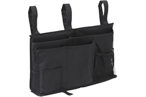 Starsglowing Bettasche Bett Organizer Hochbett Aufbewahrungstasche für Buch, Magazin, Spielzeug, Handy, Kopfhörer (Schwarz)