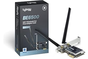 HCX Tylogy Scheda PCIe WiFi 7 BE6500Mbps, Bluetooth 5.4, Tri-Band 6GHz/5GHz/2.4GHz, WPA3, antenne esterne ad alto guadagno, Mediatek MT7925 160MHz, compatibile con Windows 11