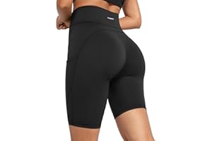 CAMBIVO Pantaloncini Sportivi Donna Vita Alta, Pantaloncini Palestra Leggins Push up Opachi, Yoga Shorts Leggings Corti Elasticizzati con 3 Tasche per Fitness Gym Running Pilates Ciclismo