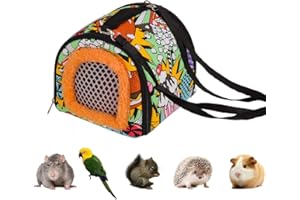 TeTupGa Small Animal Hamster Carrier, Portable Outgoing Bird Travel Cage Warm Zipper Breathable Guinea Pig Carry Cage For Rat Chinchilla