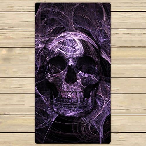 Cotton Bath Towels,Bathroom Body Shower Towel,Custom Purple Fluorescence Skull Beach/Shower Towel Wrap For Home and Travel Use Size 30x56 inches