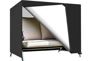 LUSCHEER 3 Seater Garden Swing Covers Waterproof Heavy Duty 210D Oxford Fabric Outdoor Swinging Chair Cover Windproof Anti-UV Patio Garden Hammock Cover with Zips (215x125x170cm) - Black