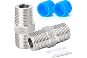 ERGAOBOY 2 Pcs 1/8" Maschio BSP x 1/8" Maschio BSP Filettatura In Acciaio Inox Forgiato Esagonale Nipplo Connettore SUS 304 Raccordi Per Tubi