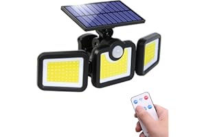 EAGEEN Lampe Solaire Exterieur Detecteur de Mouvement Projecteur 171 LED Lumiere Solaire avec Telecommande Luminaire Éclairage pour Jardin, Garage, Carport, Terrasse, Maison