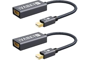 IVANKY Adaptador Mini DisplayPort a HDMI 4K@30Hz (2-Pack, Nylon Trenzado) Adaptador a HDMI Compatible con Microsoft Surface Pro, Lenovo y Otro Dispositivo con Puerto Mini DP-Gris