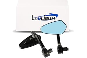 LOKLISUM Retroviseur Moto Embout de Guidon 7/8" 22mm CNC Verres Antireflets Bleus Rétroviseurs Latéraux Moto Compatible avec Moto Scooter Quad ATV Vélos Z1000 Z750