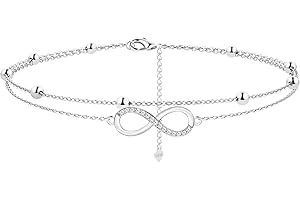 Milacolato Bracelets de Cheville pour Femme en Argent Sterling 925 Étoile Lune Bracelets de Cheville en Zircone Cubique pour Femmes Bracelet de Cheville de Pied Réglable Bijoux de Plage