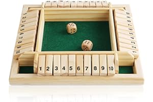 Lithyc Shut The Box Würfelspiel – DéS de Jeux Bois pour 1 à 4 Joueurs – Jeu de Table en Bois pour La Maison, La FêTe Ou Le Bar (Vert)