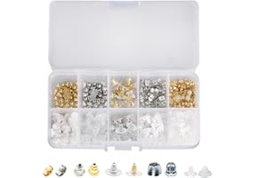 MEMOFYND Lot de 450 clous d'oreilles en forme de boule en forme de papillon - Boîte de rangement - Boucles d'oreilles souples - Pour bricolage, Métal