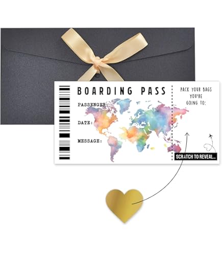 Scratch Card Reveal Holiday Surprise Travel, Personalised Scratch Card We Are Going On Holiday Surprise Reveal, Blue Boarding Pass Scratch Card