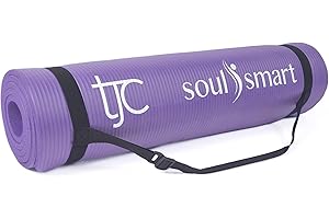TJC Yoga Mat Thick 10MM Non-Slip NBR Exercise Mat Thick with Carrying Strap for Home Workout Pilates Gym Mats Travel Yoga Fitness Camping Eco Friendly, Yoga Mats for Women and Men, 188cm x 61cm