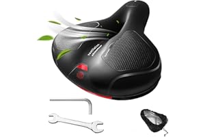 Hmseng Selle de Velo Ultra Confortable, Selle de Vélo Gel Ergonomique avec Amortisseur à Double Ressort pour Bicyclette VTT Vélos Montagne