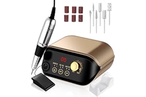 NEFLSI Fresa per unghie 35000 giri/min lima elettrica per unghie in gel manicure pedicure set professionale per unghie con pedale dislay LED,6 punte per la cura delle unghie per nail design,studio e manicure