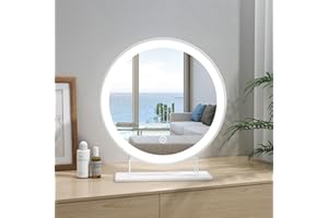 Heilmetz Hollywood Vanity Mirror, Dressing Table Mirror with Lights, Light up Mirror Makeup Mirror Make up Mirror with Lighting with 3 Color Temperature, White Round Mirror ф40 cm