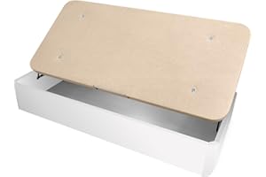 amuéblate online - Canapé Abatible Apertura Lateral de Madera con Gran Capacidad, Espacioso, Transpirable y Resistente, Esquinas Redondeadas, 90 x 190, Blanco