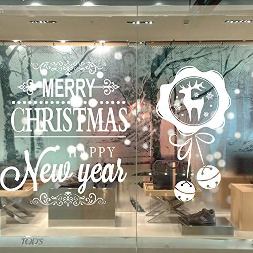 FXSHOW DIY Removable Merry Christmas Reindeer Snowflake 3D Art Mural Vinyl Waterproof Wall Stickers Glass Windows Decor Bedroom Decal Sticker (C)