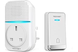 TECKNET Wireless Doorbell, No Battery Required Self-Powered Door Bell Plug in Waterproof IP65 Cordless Doorbell Chime Kits at 1300ft Range with 60 Chimes, 5-Level Volume with LED Light
