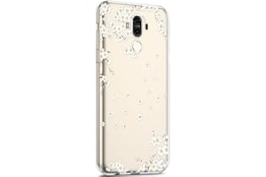 SURAKEY kompatibel mit Huawei Mate 9 Hülle,Transparent TPU Silikon Handyhülle Schutzhülle mit Niedlich Muster Ultra Dünn Silikon TPU Bumper Rückschale Case Cover für Huawei Mate 9,Weiß Blumen
