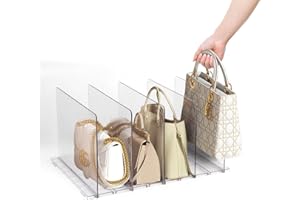 Fenghome Separador y organizador de estantes de armario, separadores de estantes de armario desmontables y ajustables para bolso, bolso, organizador de armario transparente para dormitorio, armarios