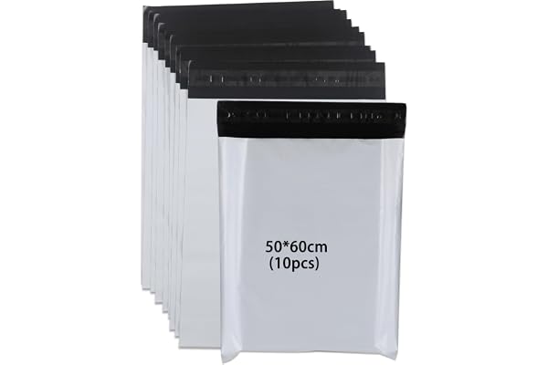 newlng Sacs d'expédition Vinted 500 x 600 mm10 pièces mat et résistant à la déchirure avec bandes autocollantes Enveloppes d'expédition Vinted Logistique Textile Sacs d'expédition Blanc Large