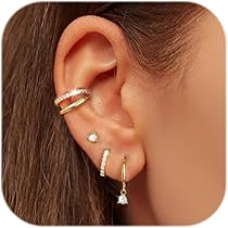 Set 4 Orecchini In Argento 925 - Placcati Oro 14K, Anallergici, Per Piercing Multipli - Foto 4