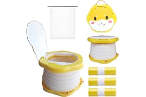 NAUXIU Pot pliable de Voyage,Toilettes Pliantes Pour Enfants,Toilettes Portables pour Bébé Pour Enfants,Pot de Voyage pour Enfants,Pot Pliant Portable de Voyage,Camping ou Utilisation Familiale (jaune)