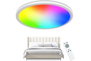 ‎PEASUR 24W LED Deckenleuchte mit Fernbedienung, 29.5cm RGB Farbwechsel Deckenlampe LED Panel mit 4000K Dimmbar + Nachtlicht, Peasur LED Lampen Deckenlampen für Kinderzimmer Schlafzimmer Wohnzimmer Badezimmer