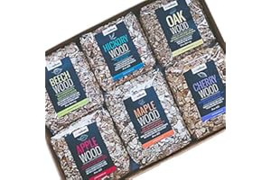 Hot Smoked Wood Smoking Chips Collection. 6 x 500g packs in Apple, Beech, Cherry, Hickory, Maple and Oak