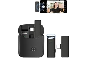 OTHA Lavalier Mikrofon Wireless mit Ladetasche, Ansteckmikrofon für Android, Kabelloses Plug-Play Mikrofon für Aufnahme, Live Streaming,YouTube,TikTok, Rauschunterdrückung, Kopfhörer-Überwachung