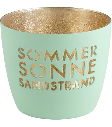 Giftcompany Madras Windlicht, Motiv 'Meeresrauschen', Flannel/Gold, Ø10cm X H8,5cm, Aus Eisen