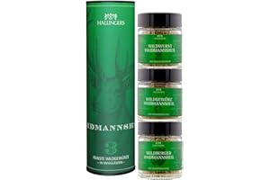 Hallingers Genuss Manufaktur Wild-Grillgewürze Geschenkset – 3 würzige Gewürze für Wild & Grillgerichte in edler Wunderdose, Gewürze Set "Waidmannsheil", Geschenkidee für Jäger & Grillfans Weihnachten