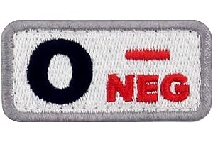 EMBTAO Type O négatif Groupe sanguin tactique Brodé Crochet et boucle d'attache Patch, Rouge et noir