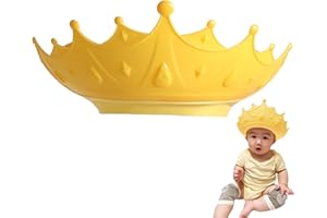 UBRAVE Baby Shower Cap Shield, Shower Cap for Kids, Visor Hat for Eye and Ear Protection for 0-9 Years Old Children, Adjustable Baby Bath Visor Shower Cap for Kids Head Size 38-60cm, Cute Crown Shape -Yellow