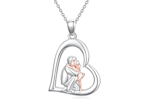 enjoylifecreative Collier Fille de Papa Mlaman en Argent Sterling Père Fille Cadeaux, Coeur Amour Pendentif Bijoux pour Fille