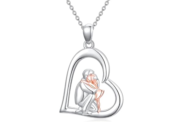 enjoylifecreative Collier Fille de Papa Mlaman en Argent Sterling Père Fille Cadeaux, Coeur Amour Pendentif Bijoux pour Fille