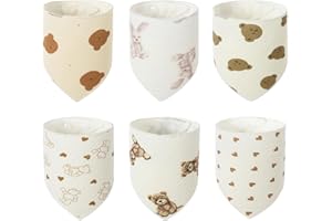 Vicloon Muslin Baby Lätzchen, 6 Stück Dreieckstuch Baby Musselin Halstuch, Super Saugfähige Bio-Baumwoll Halstuch Baby, Dreieckstuch Baby Junge, Baby Verstellbare Baby Lätzchen für Junge und Mädche