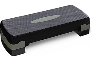 ‎AMAZON BASICS Amazon Basics Aerobic Steppbrett, Verstellbarer Workout Stepper für Zuhause, 68.58cm, Schwarz/Grau